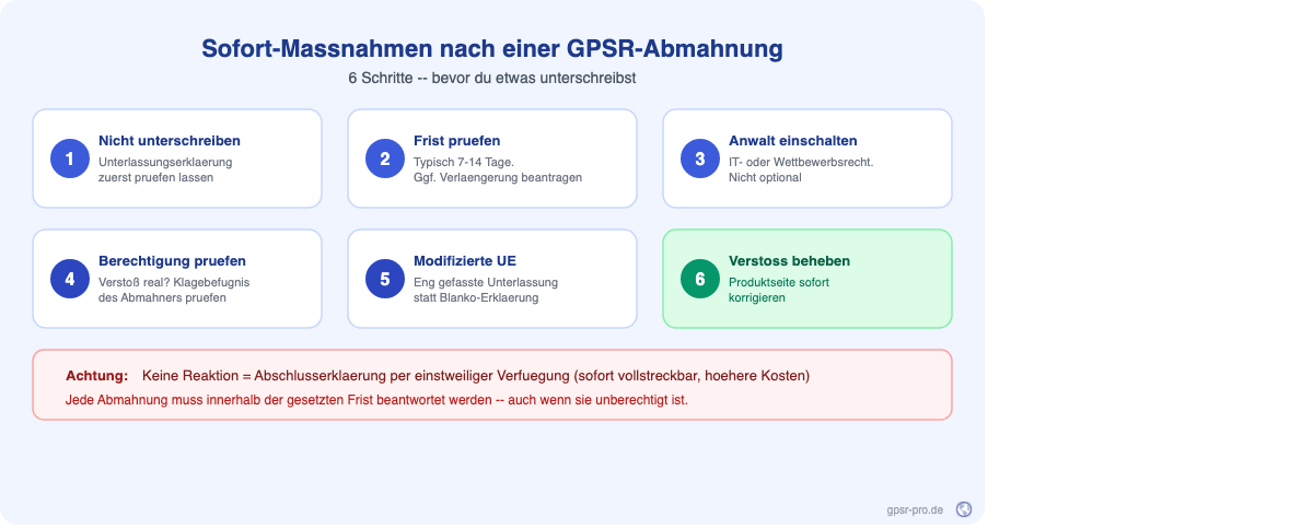Sofortmaßnahmen nach einer GPSR-Abmahnung: 6-Schritte-Checkliste für Händler