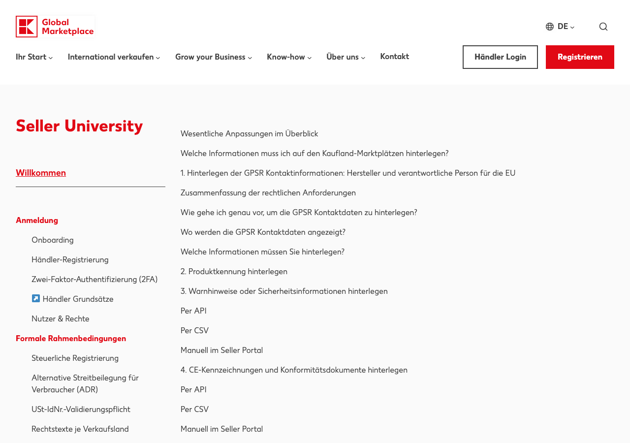 Screenshot: Kaufland Seller University mit der GPSR-Anleitung für Verkäufer